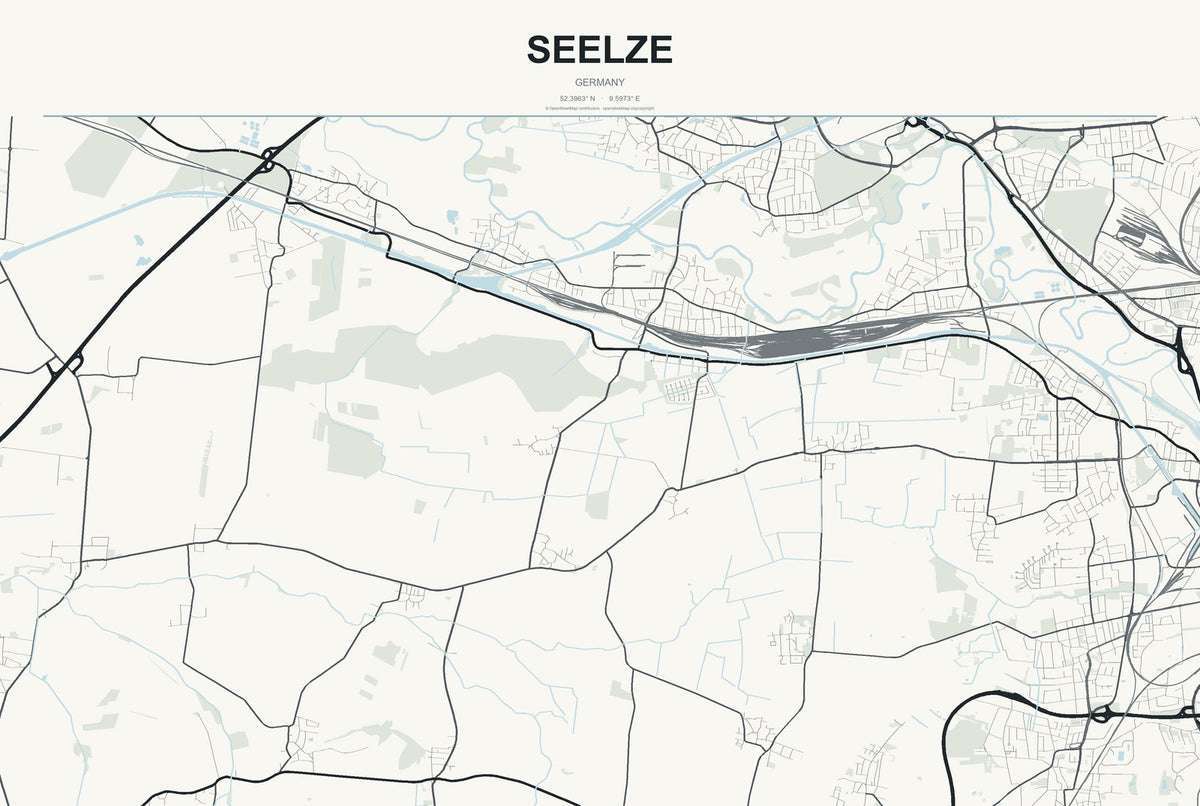 Seelze, Germany City Map Aluminum Sign in Headline Atlas style