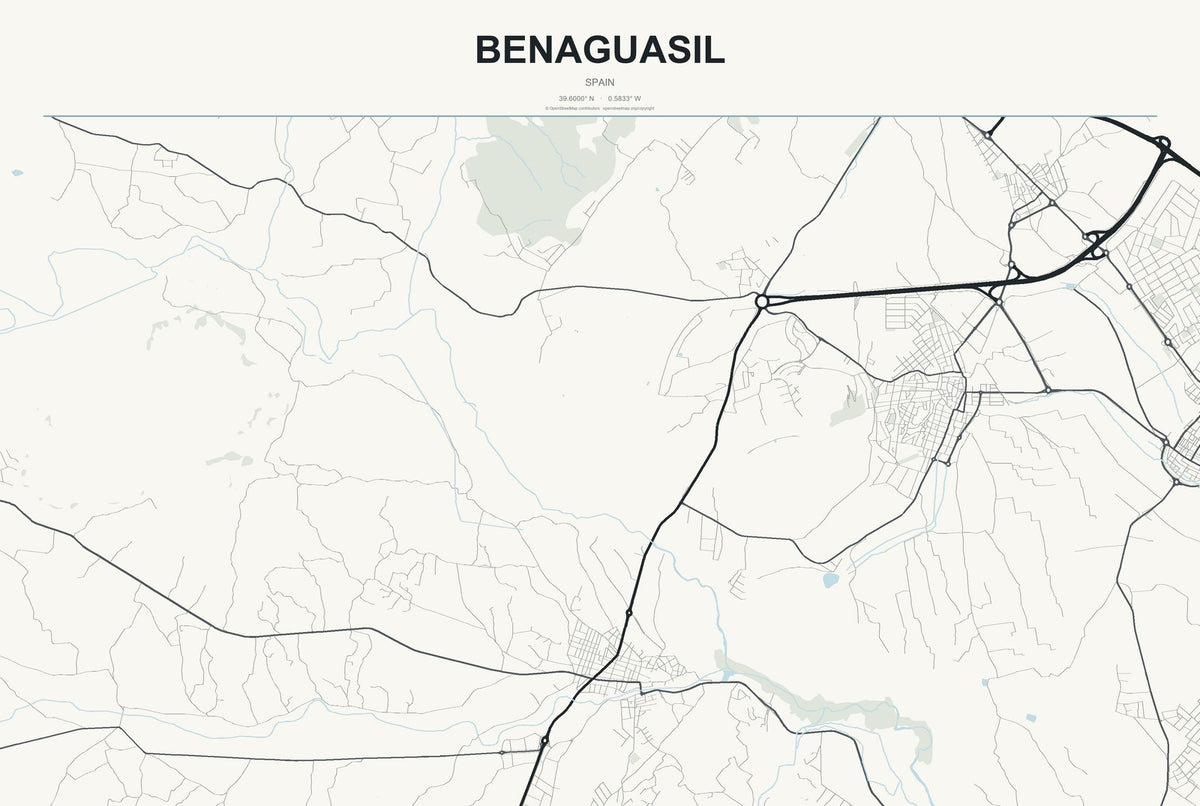 Benaguasil, Spain City Map Aluminum Sign in Headline Atlas style