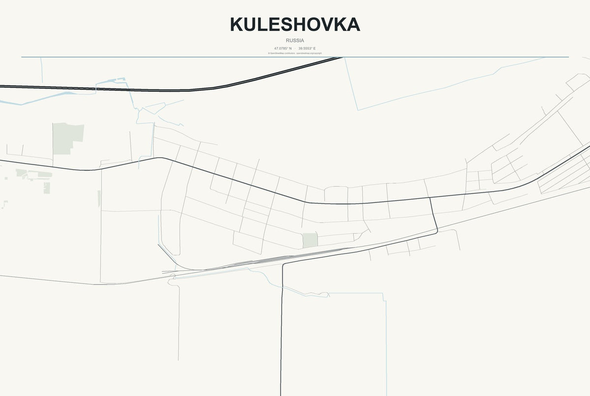 Kuleshovka, Russia City Map Aluminum Sign in Headline Atlas style