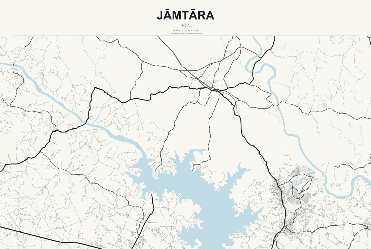 Jāmtāra, India City Map Aluminum Sign in Headline Atlas style