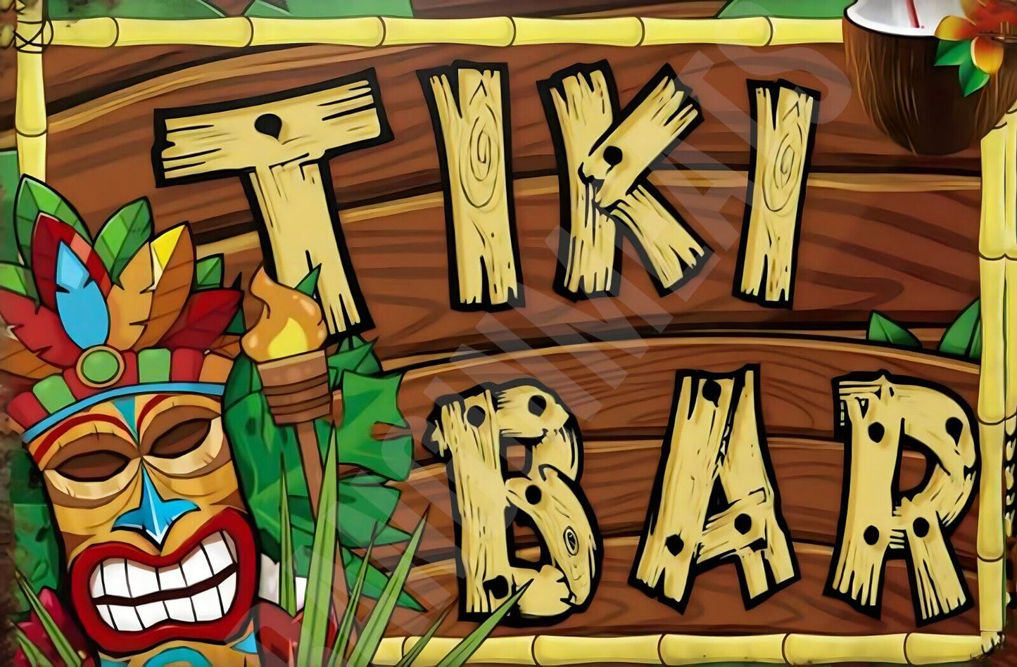 Tiki Bar V1 Funny Sign Aluminum Metal Sign