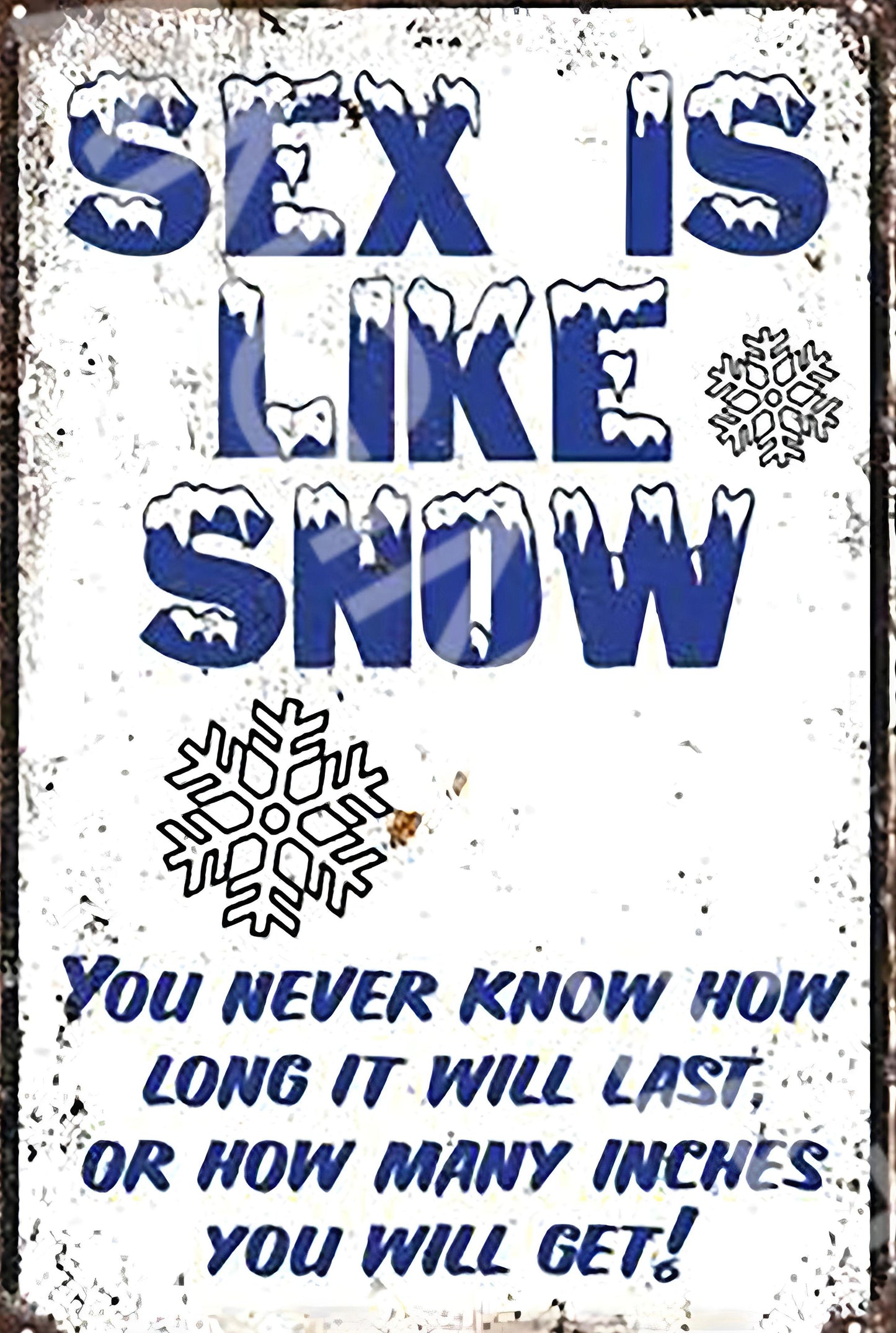 Sex Is Like Snow Funny Aluminum Metal Sign