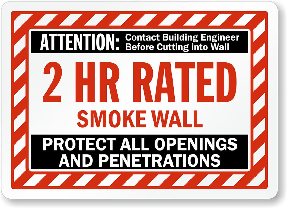 2 Hour Smoke Wall Aluminum Weatherproof Sign p00017