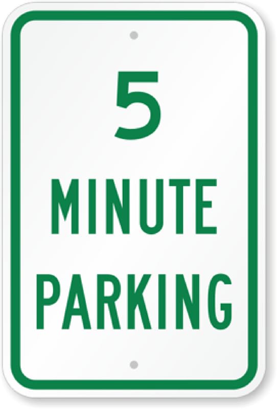 5 Minute Parking Aluminum Weatherproof Sign p00022