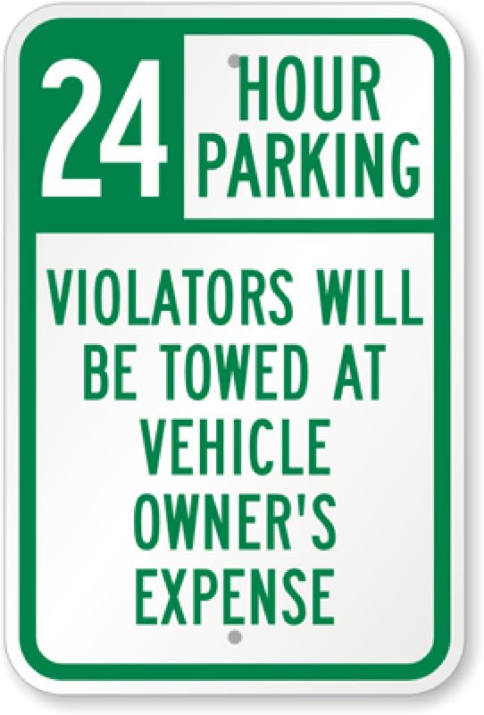24 Hour Parking Aluminum Weatherproof Sign p00072