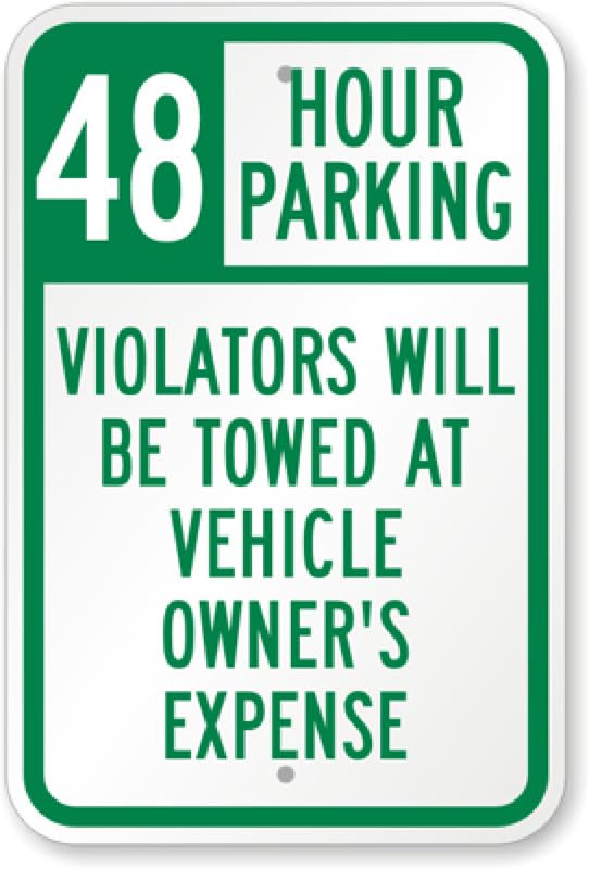 48 Hour Parking Aluminum Weatherproof Sign p00089