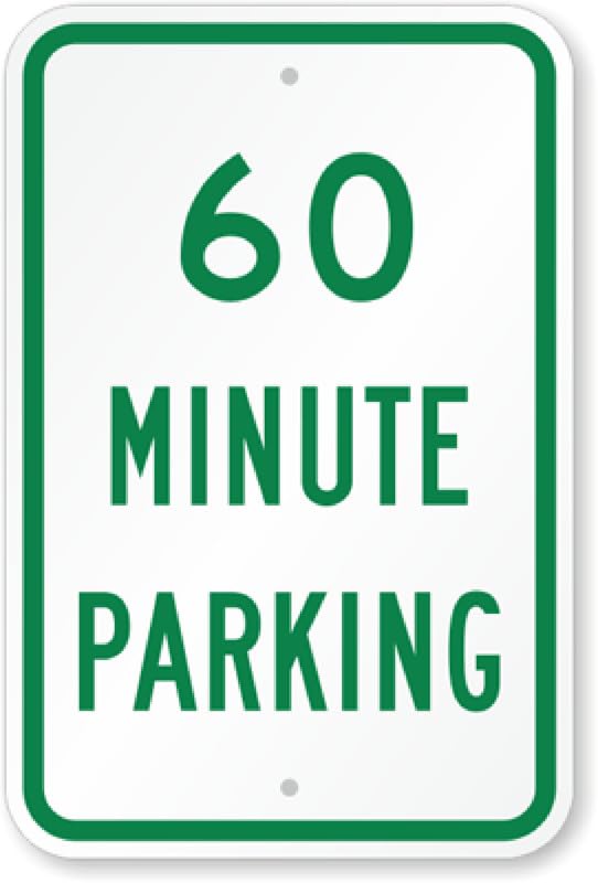 60 Minute Parking Aluminum Weatherproof Sign p00095