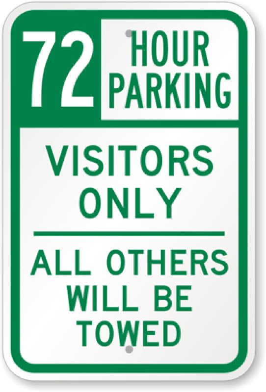 72 Hour Parking Aluminum Weatherproof Sign p00099