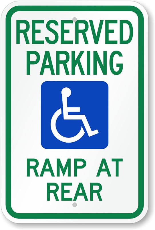 Accessible Ramp At Rear Parking Aluminum Weatherproof Sign p00161