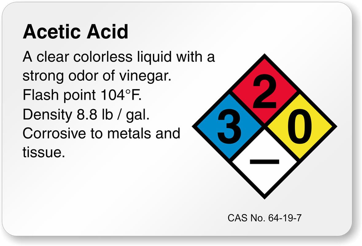 Acetic Acid Nfpa Chemical Aluminum Weatherproof Sign p00185