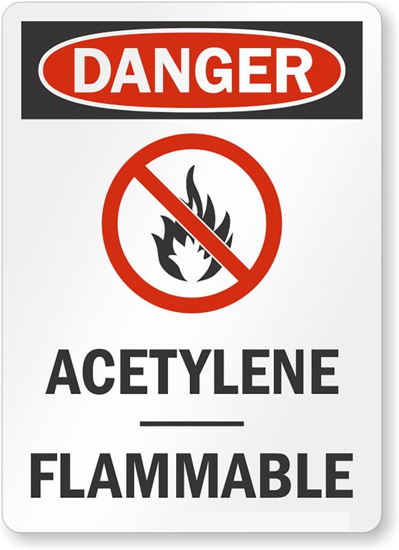 Acetylene Flammable Osha Danger Aluminum Weatherproof Sign p00192