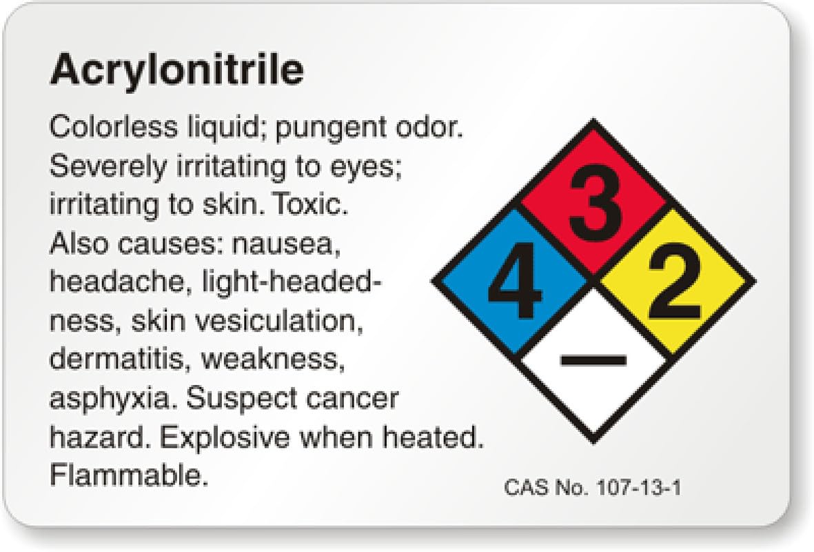 Acrylonitrile Nfpa Chemical Aluminum Weatherproof Sign p00218
