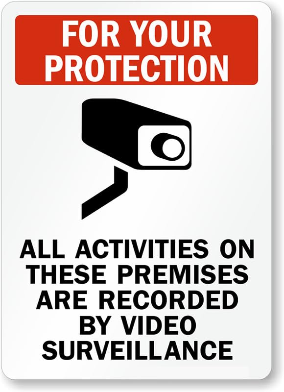 Activities Video Surveillance Aluminum Weatherproof Sign p00235