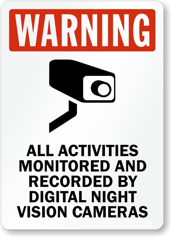 Activities Video Surveillance Aluminum Weatherproof Sign p00236