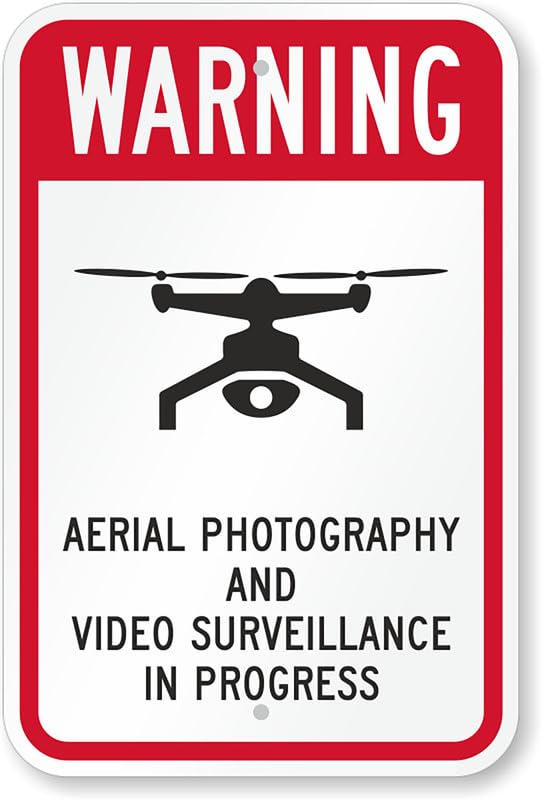 Aerial Photography Video Surveillance Drone Warning Aluminum Weatherproof Sign p00298