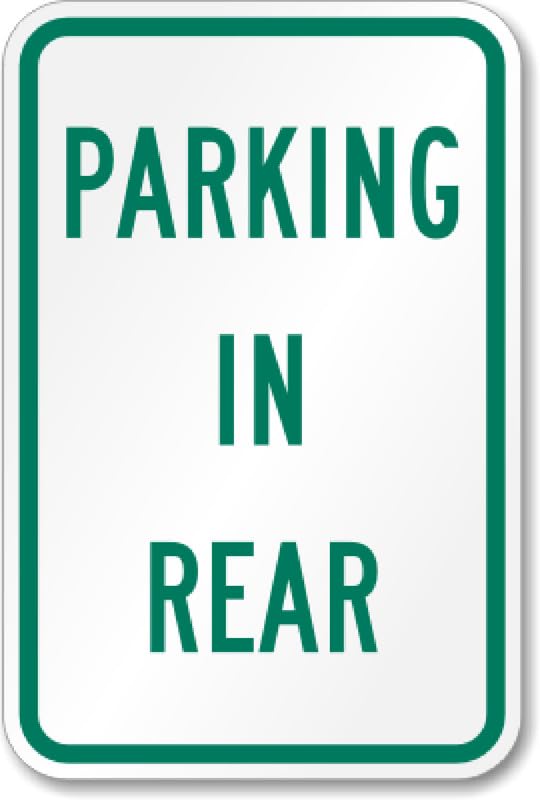 Aluminum Rear Parking Aluminum Weatherproof Sign p00424