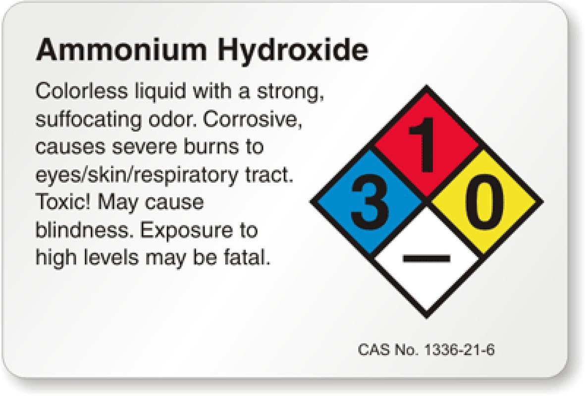 Ammonium Hydroxide Chemical Aluminum Weatherproof Sign p00449
