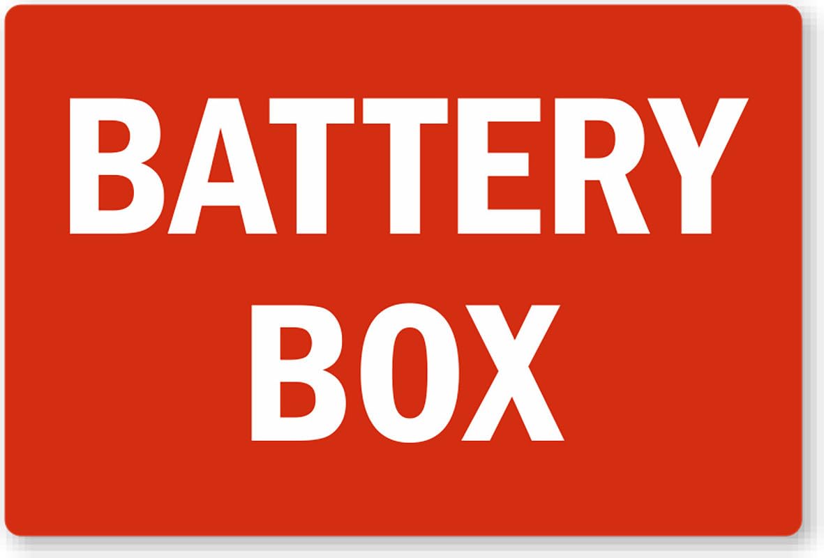 Battery Box Aluminum Weatherproof Sign p00561