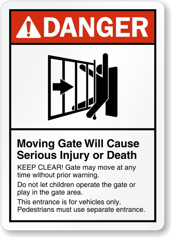Ansi Danger Moving Gate Aluminum Weatherproof Sign p00621