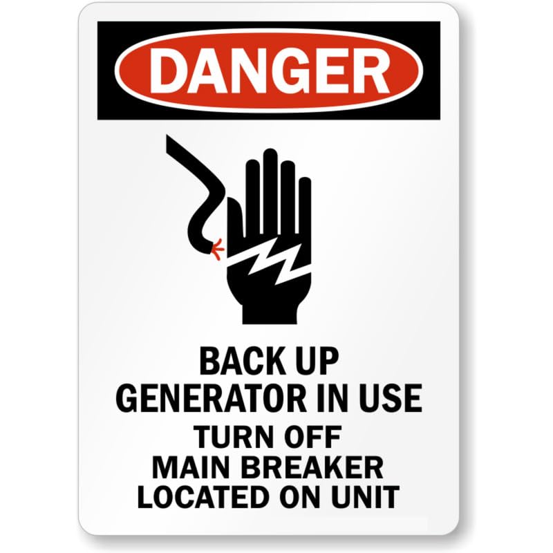 Backup Generator In Use Aluminum Weatherproof Sign p1064