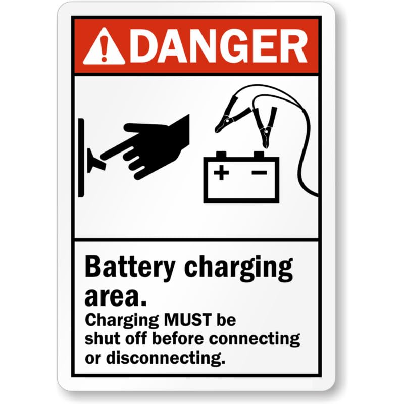 Battery Charging Area Danger Aluminum Weatherproof Sign p1096