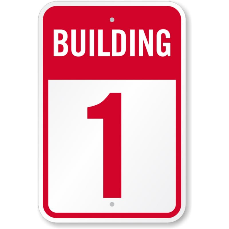 Building Number 1 Aluminum Weatherproof Sign p1180