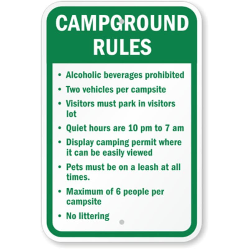 Campground Rules Aluminum Weatherproof Sign p1235