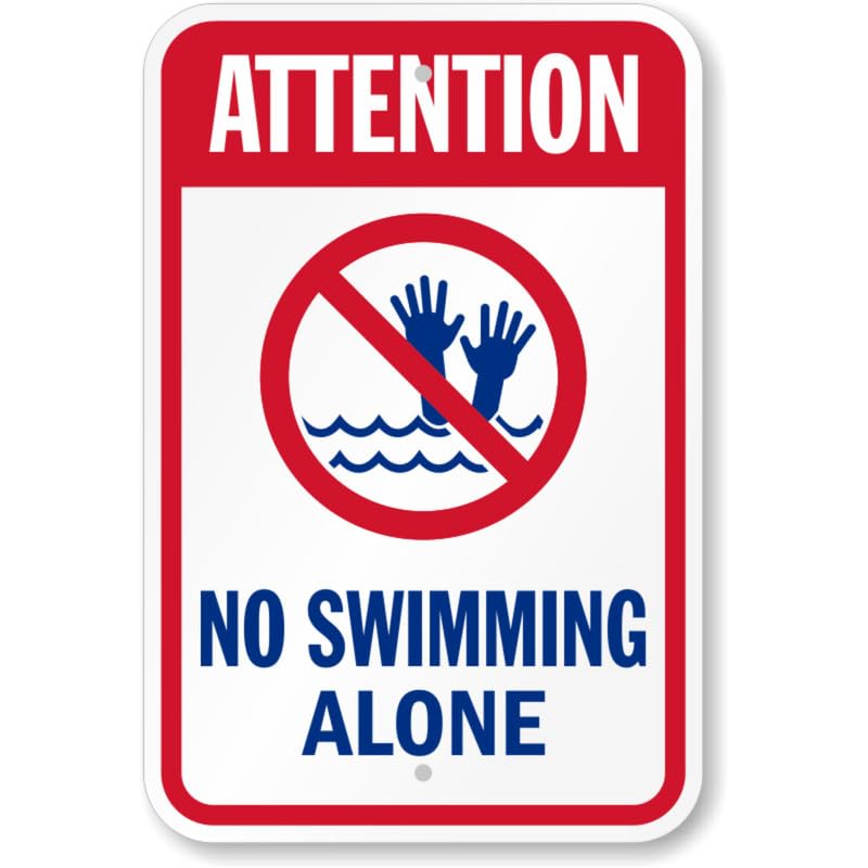 Attention No Swimming After Dark Aluminum Weatherproof Sign p817