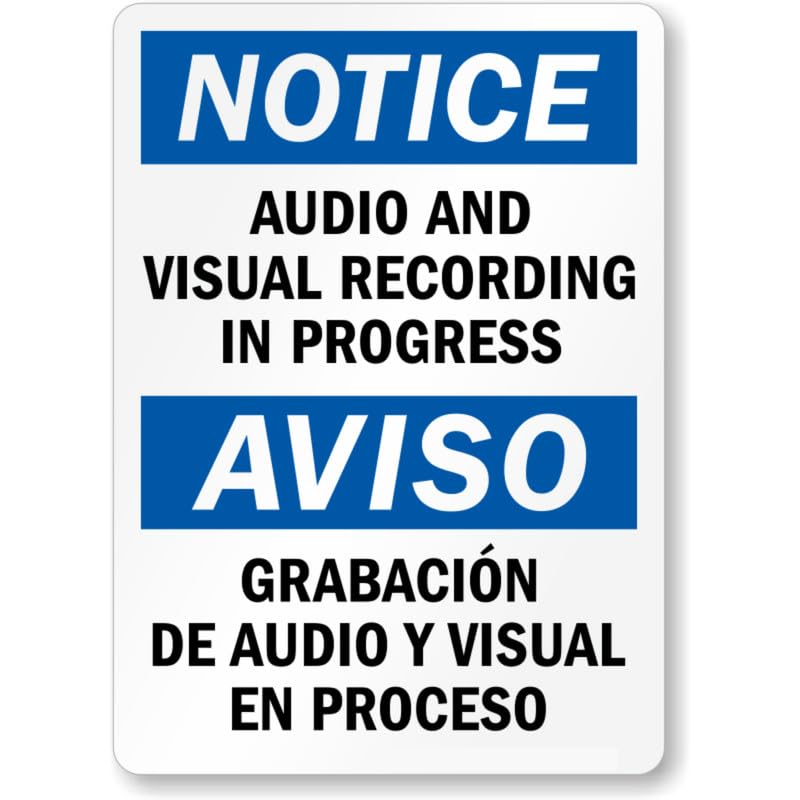 Audio Visual Recording Bilingual Aluminum Weatherproof Sign p872