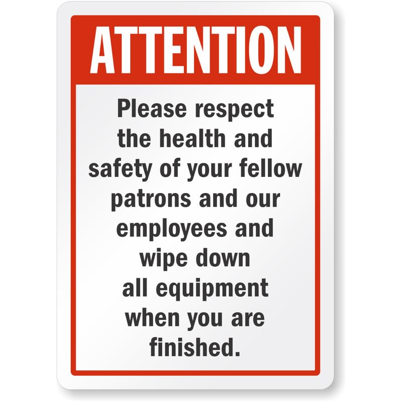 Attention Wipe Down All Equipment When Finished Aluminum Weatherproof Sign p867
