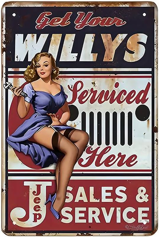 Get Your Willys Serviced Jeep Aluminum Weatherproof Sign p1267