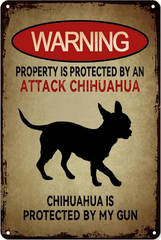 Portected By Attach Chihuahua Aluminum Weatherproof Sign p1308