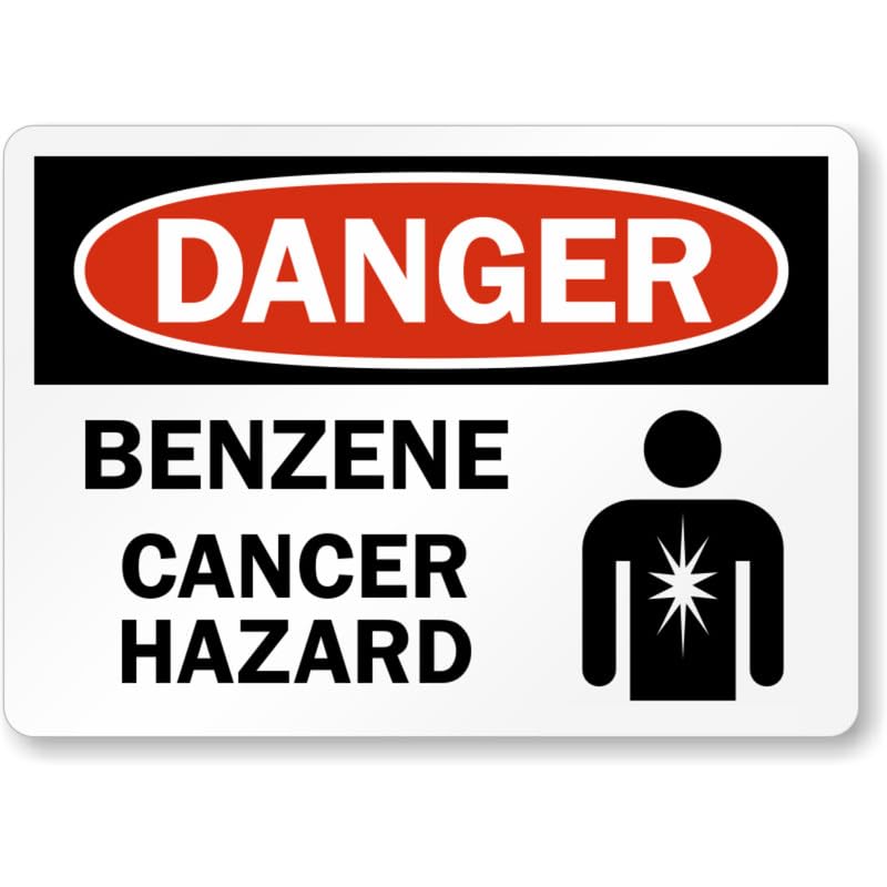 Benzene Cancer Hazard Danger Aluminum Weatherproof Sign