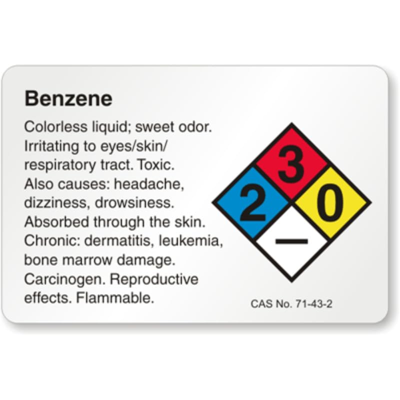 Benzene Nfpa Chemical Lb Aluminum Weatherproof Sign
