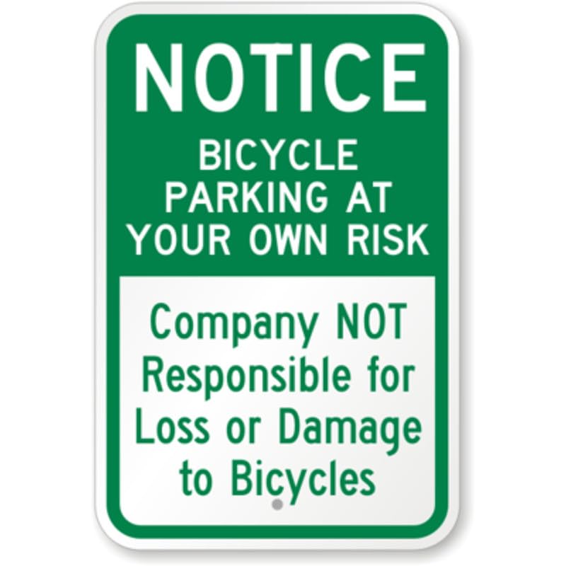 Bicycle Parking At Risk Aluminum Weatherproof Sign