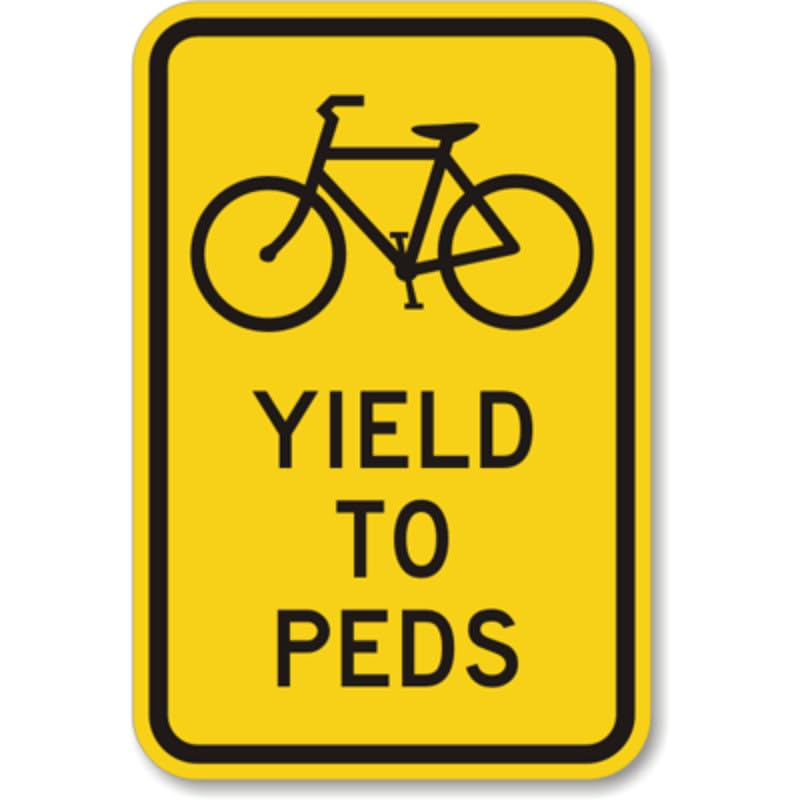 Bike Yield Pedestrian Crossing Aluminum Weatherproof Sign