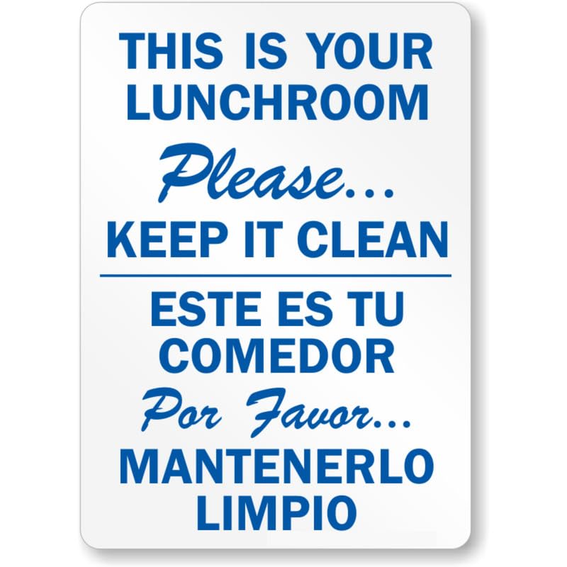 Bilingual Cafeteria Lunchroom Aluminum Weatherproof Sign