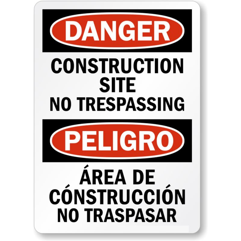 Bilingual Construction Site Aluminum Weatherproof Sign