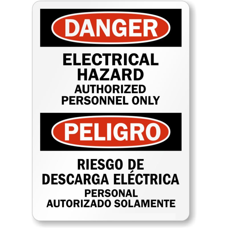 Bilingual Electrical Hazard Danger Aluminum Weatherproof Sign