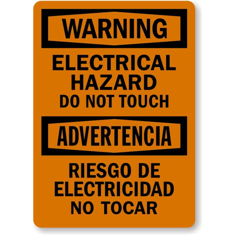 Bilingual Electrical Hazard Warning Aluminum Weatherproof Sign