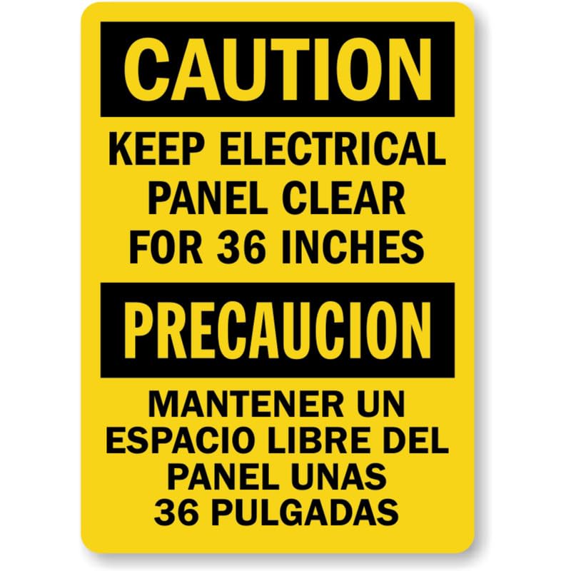 Bilingual Electrical Panel Clear Aluminum Weatherproof Sign