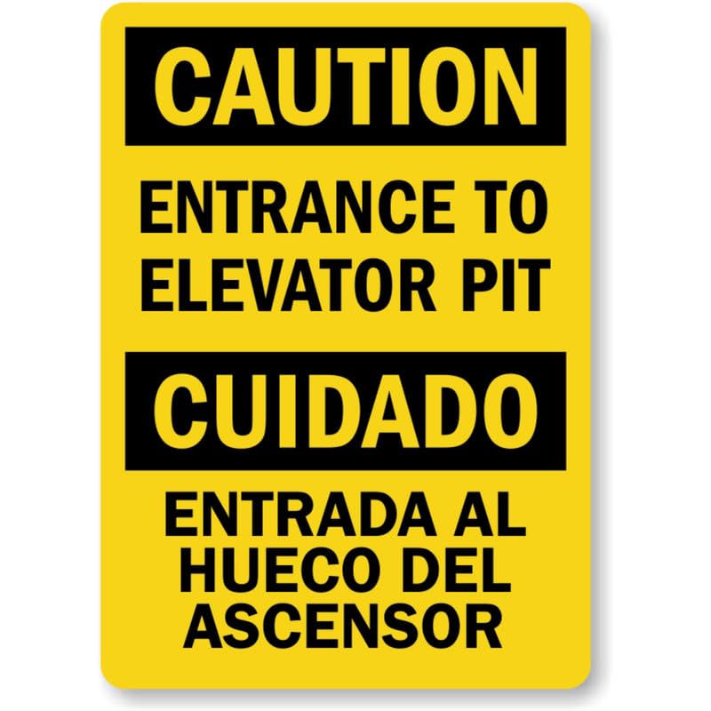 Bilingual Elevator Caution Aluminum Weatherproof Sign