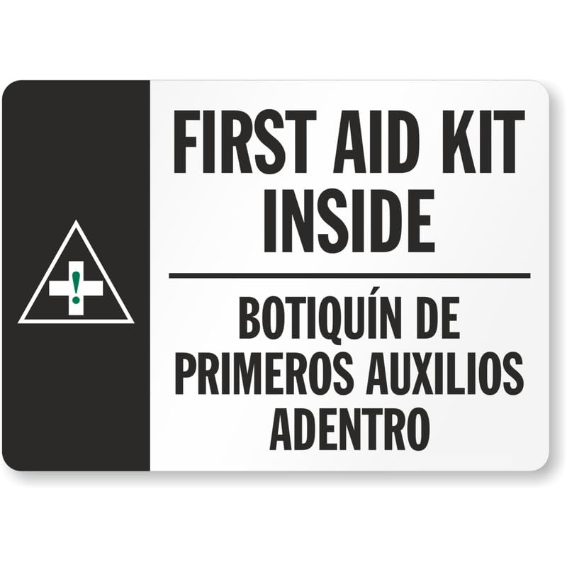 Bilingual First Aid Kit Aluminum Weatherproof Sign
