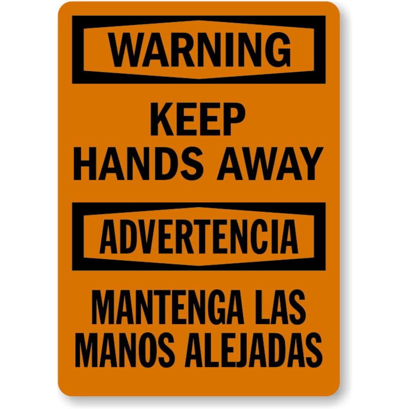 Bilingual Hands Out Caution Aluminum Weatherproof Sign
