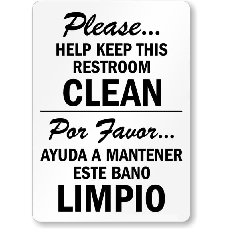 Bilingual Help Keep Bathroom Aluminum Weatherproof Sign