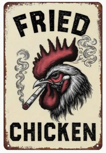 Humorous Fried Chicken Sign Aluminum Weatherproof Sign p1224