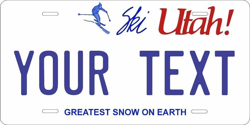 Utah Ski Custom State License Plate Personalized 12"x6" Size