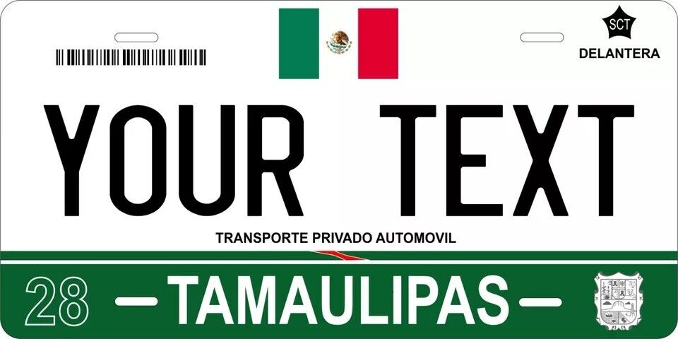 Tamaulipas 2011 Custom State License Plate Personalized 12"x6" Size