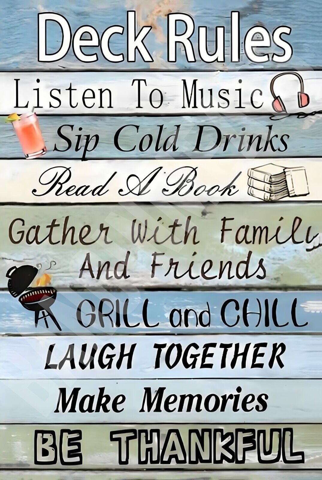 Deck Rules V1 Funny Sign Aluminum Metal Sign