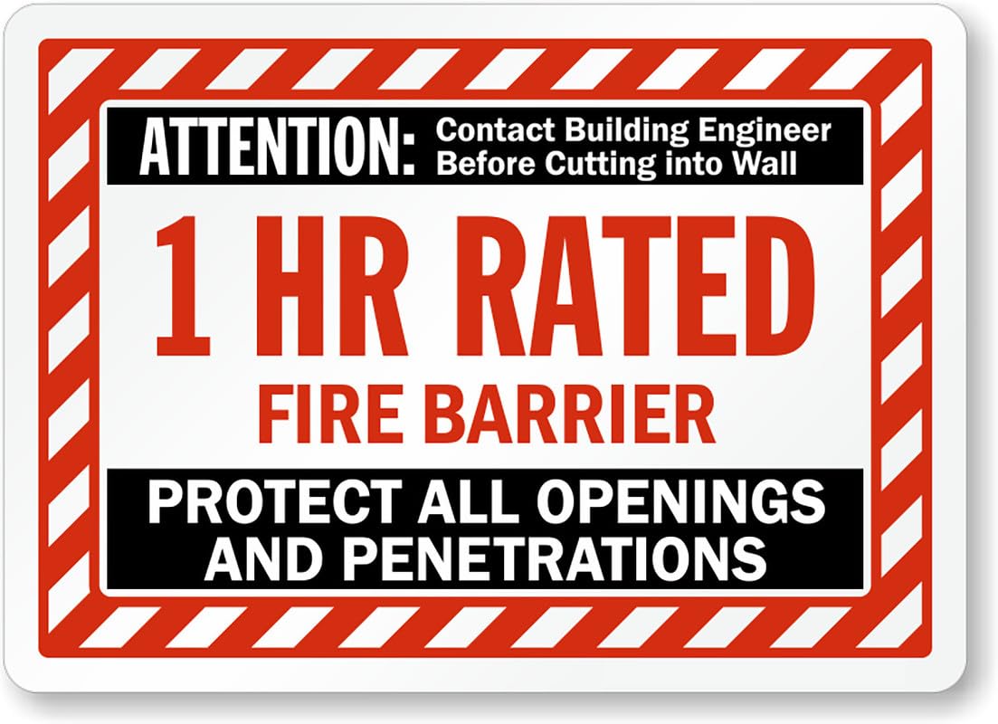 1 Hour Fire Barrier Aluminum Weatherproof Sign p00003